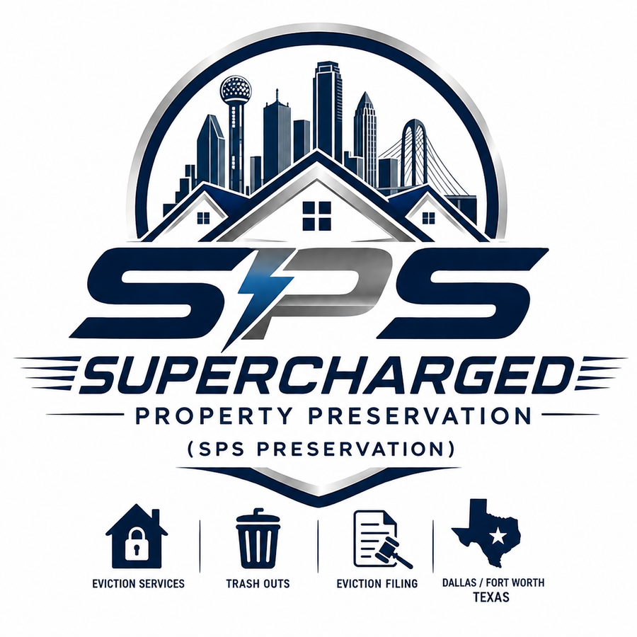 SPS — Supercharged Property Preservation. Eviction services, trash outs, and eviction filing across Dallas–Fort Worth, Texas.
